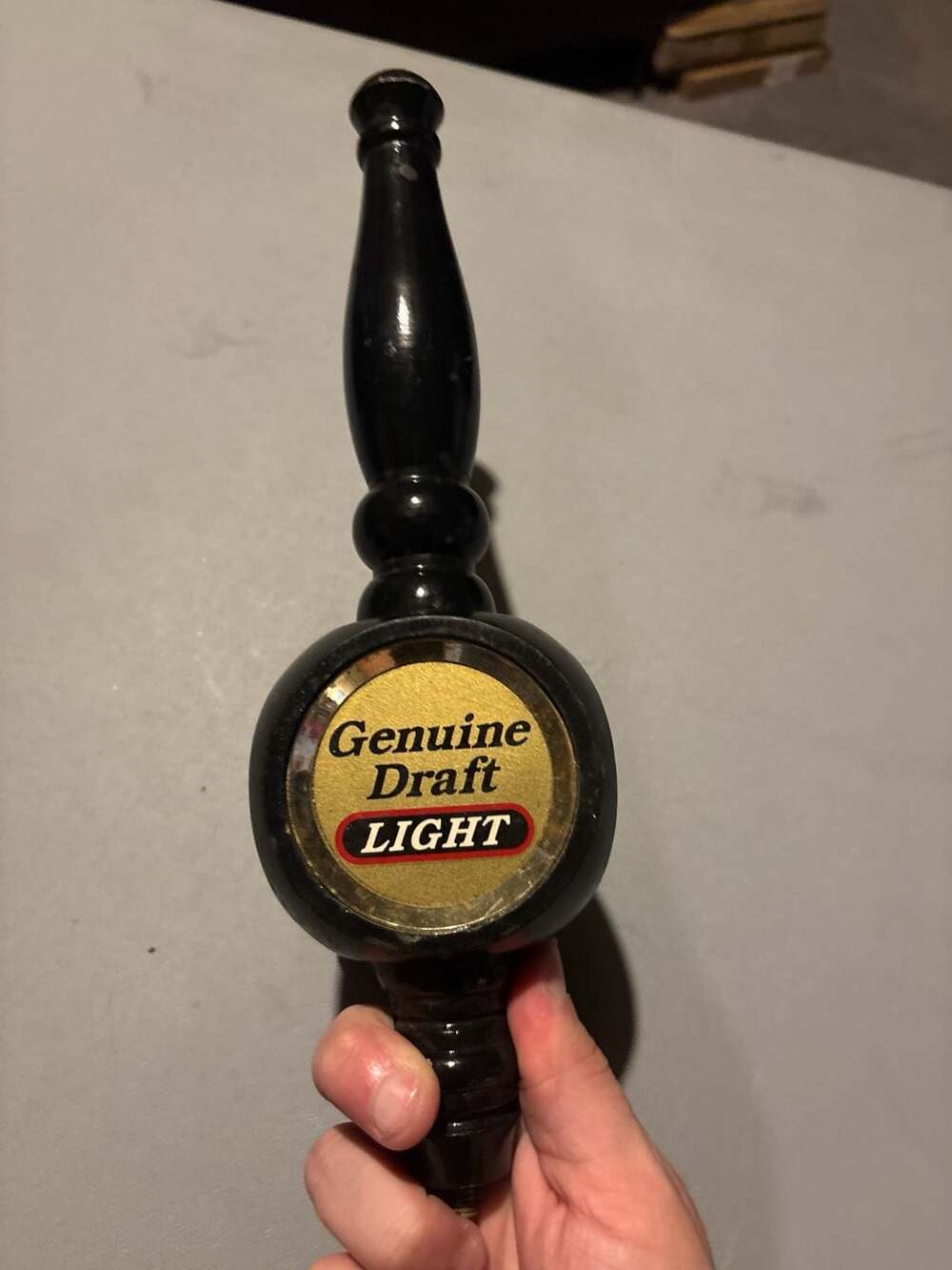 Miller Genuine Draft Light 3-Sided Wood Beer Tap Handle